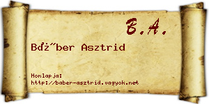 Báber Asztrid névjegykártya